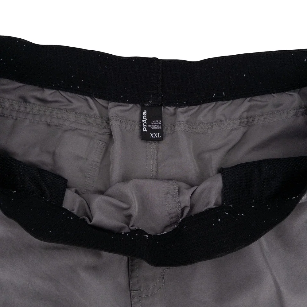 VTG prAna Mens XXL Shorts Grey Elastic Waist Breathe Polyester Gorpcore Outdoors